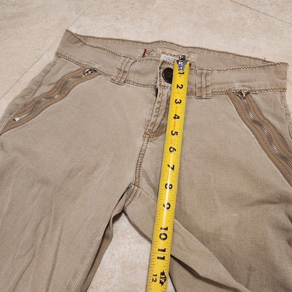 VTG Z Cavaricci Womens Size 5 Utility Cargo Pants Zip Pockets Beige Streetwear - Picture 11 of 16